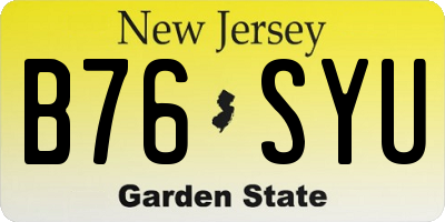 NJ license plate B76SYU