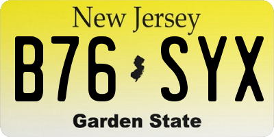 NJ license plate B76SYX