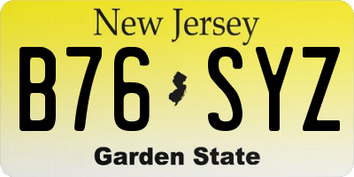NJ license plate B76SYZ