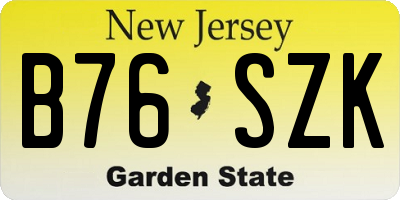 NJ license plate B76SZK