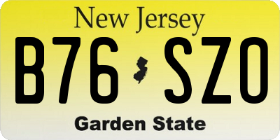 NJ license plate B76SZO