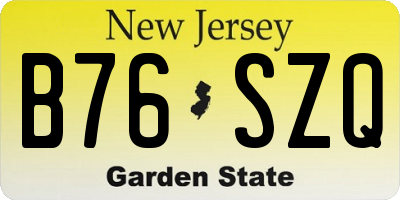 NJ license plate B76SZQ