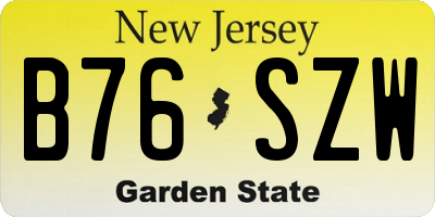 NJ license plate B76SZW