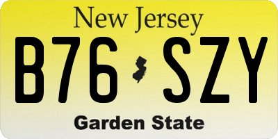 NJ license plate B76SZY