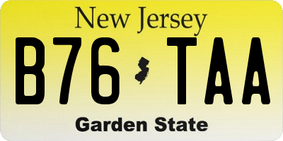 NJ license plate B76TAA