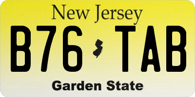 NJ license plate B76TAB