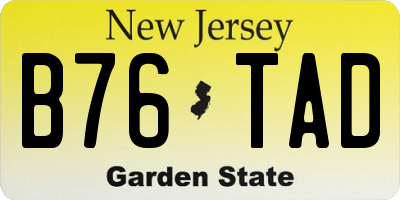 NJ license plate B76TAD
