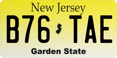 NJ license plate B76TAE