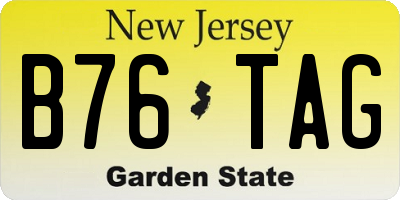 NJ license plate B76TAG