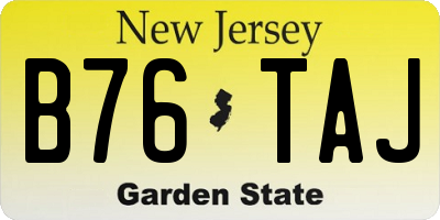 NJ license plate B76TAJ