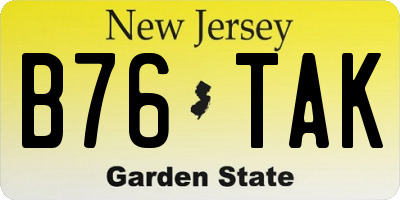 NJ license plate B76TAK