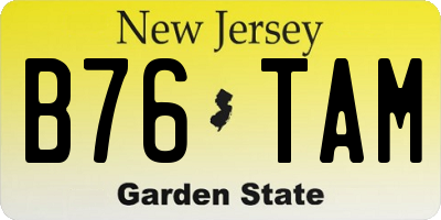 NJ license plate B76TAM