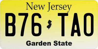 NJ license plate B76TAO