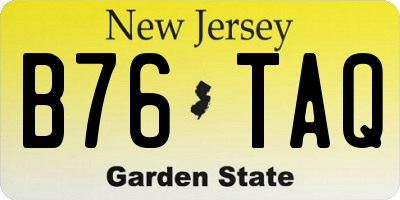 NJ license plate B76TAQ