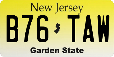 NJ license plate B76TAW