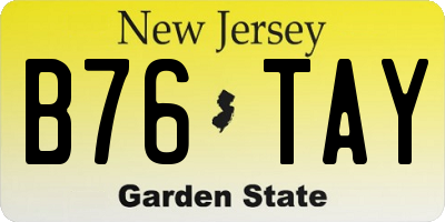 NJ license plate B76TAY