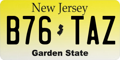 NJ license plate B76TAZ