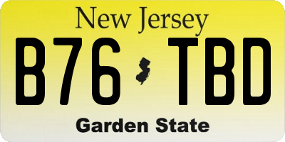 NJ license plate B76TBD