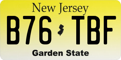 NJ license plate B76TBF