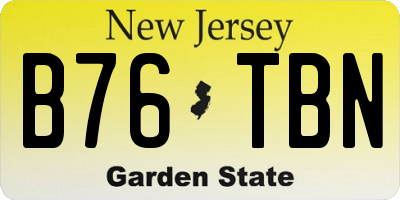 NJ license plate B76TBN
