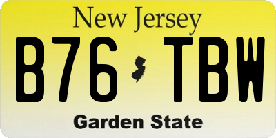NJ license plate B76TBW