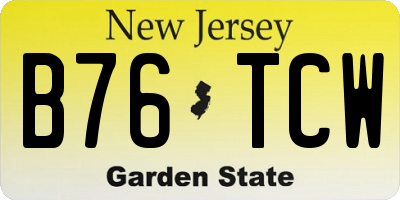 NJ license plate B76TCW