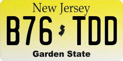 NJ license plate B76TDD