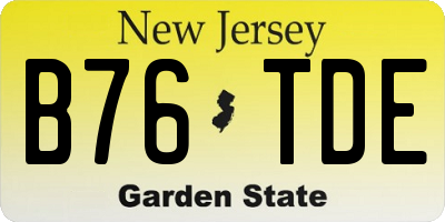 NJ license plate B76TDE