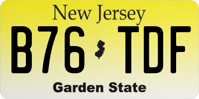 NJ license plate B76TDF