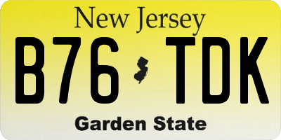 NJ license plate B76TDK