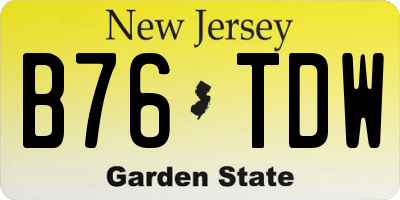 NJ license plate B76TDW
