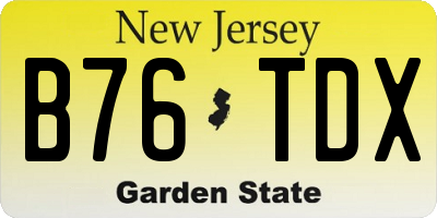 NJ license plate B76TDX