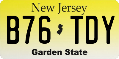 NJ license plate B76TDY