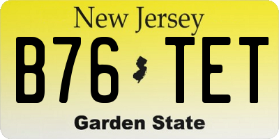 NJ license plate B76TET