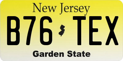 NJ license plate B76TEX