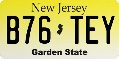 NJ license plate B76TEY