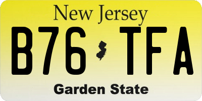 NJ license plate B76TFA