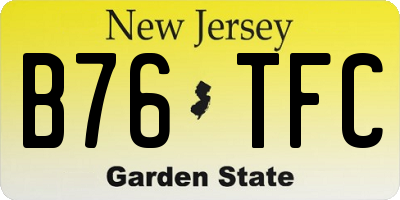 NJ license plate B76TFC