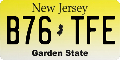 NJ license plate B76TFE