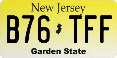 NJ license plate B76TFF