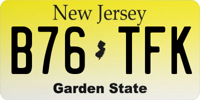 NJ license plate B76TFK