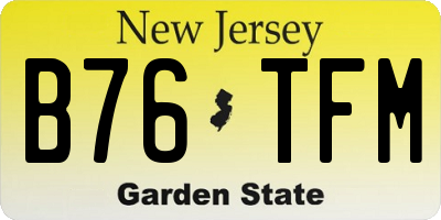NJ license plate B76TFM