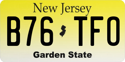 NJ license plate B76TFO