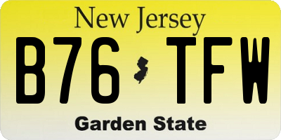 NJ license plate B76TFW