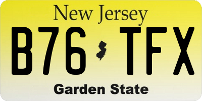 NJ license plate B76TFX