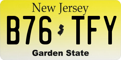 NJ license plate B76TFY