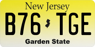 NJ license plate B76TGE