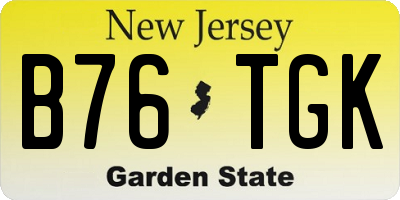 NJ license plate B76TGK