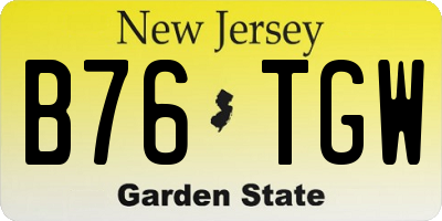 NJ license plate B76TGW