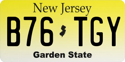 NJ license plate B76TGY
